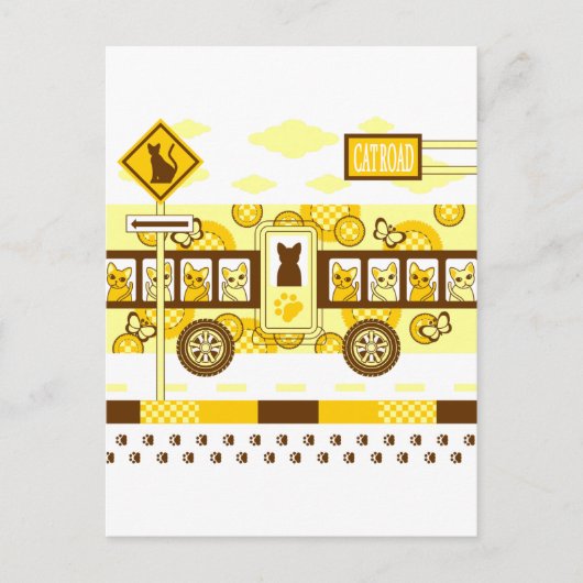 KATTE WEGEN EN KAT-BUS BRIEFKAART (Voorkant)
