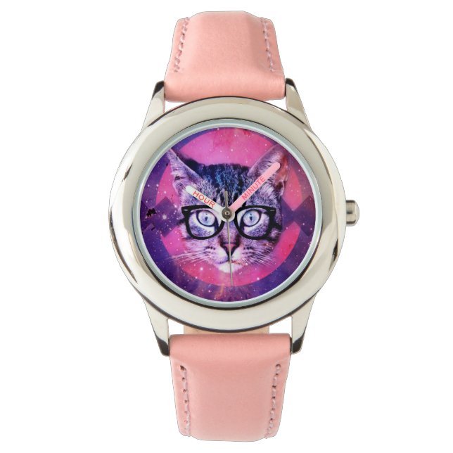 KATTE ZONGELS MEISJES KINDER PINK WRIST WATCH HORLOGE (Voorkant)