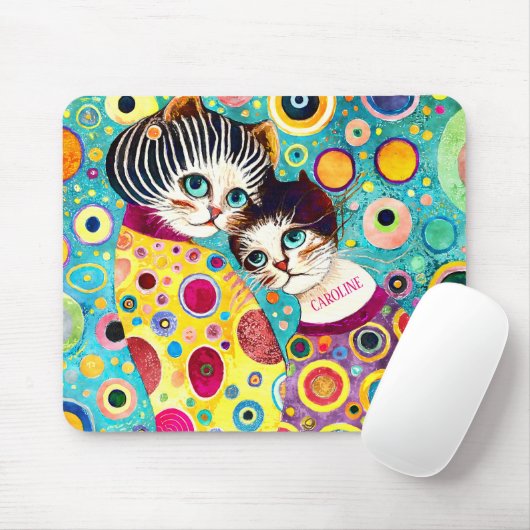 Kattebelde gek abstract koel muismat (Met muis)