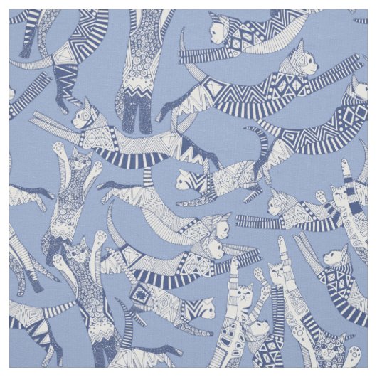 katteblauw stof (Swatch)
