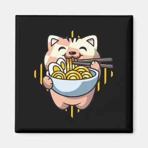 kattebob eet ramen animatie kawaii neko cat drink magneet