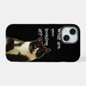 Kattebolle "Waar kijk je naar.." iPhone 15 Case (Achterkant horizontaal)