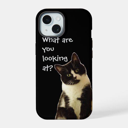 Kattebolle "Waar kijk je naar.." iPhone 15 Case (Achterkant)