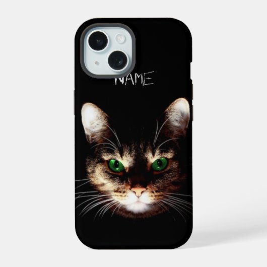 Kattebolsters - Groene Ogen Gepersonaliseerd iPhone 15 Case (Achterkant)