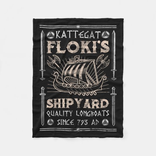 Kattegat Flokis Shipyard Nordic Mythology Viking Fleece Deken (Voorkant)