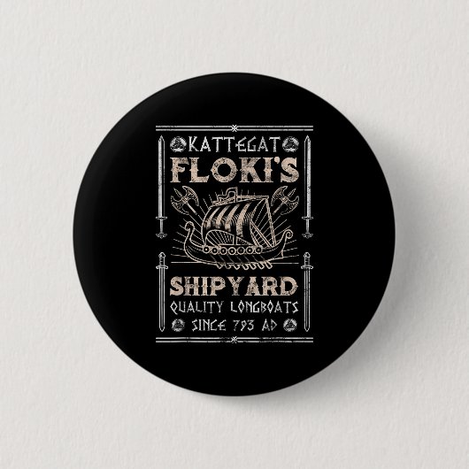 Kattegat Flokis Shipyard Nordic Mythology Viking Ronde Button 5,7 Cm (Voorkant)