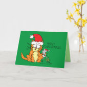 Kattegrappig kerstfeest knuffelmuis kaart (Gele Bloem)
