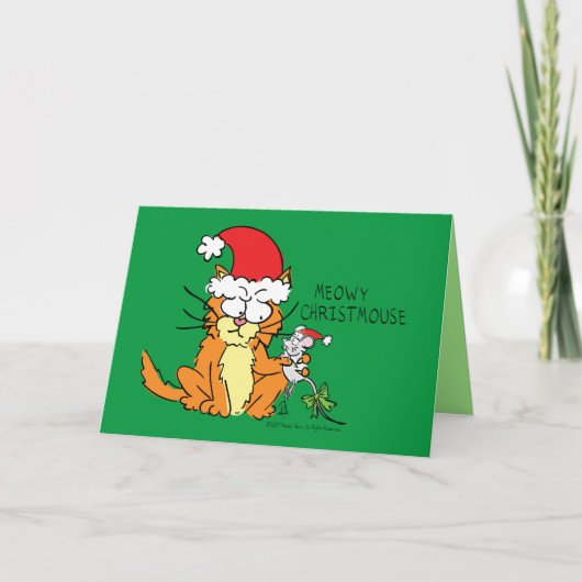 Kattegrappig kerstfeest knuffelmuis kaart (Voorkant)