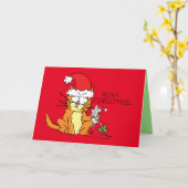 Kattegrappige Kerst Cartoon Cute Muis Kaart (Gele Bloem)