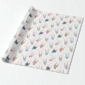 'Kattekerstmis' Kerstkatten in Geweipatroon Cadeaupapier (Uitgerold)
