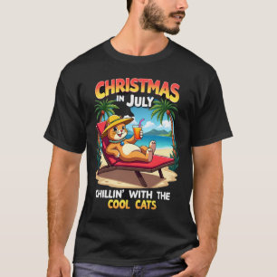 Kattekerstmis Zomer Kerstmis in juli chillen Cool  T-shirt