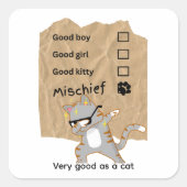 Kattekwaad Vierkante Sticker (Voorkant)