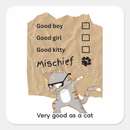 Kattekwaad Vierkante Sticker (Voorkant)