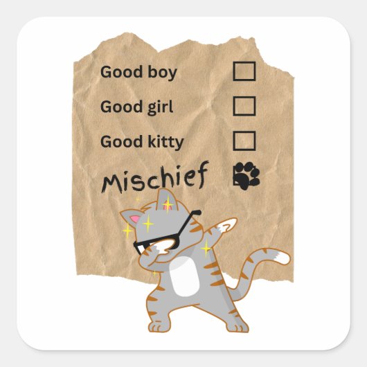 Kattekwaad Vierkante Sticker (Voorkant)