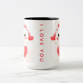 katteliefde tweekleurige koffiemok (Center)