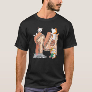 Katten 14e verjaardagsfeestje Veertien 14 Jaar Oud T-shirt
