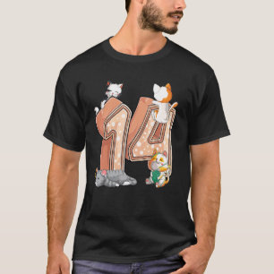 Katten 14e verjaardagsfeestje Veertien 14 Jaar Oud T-shirt