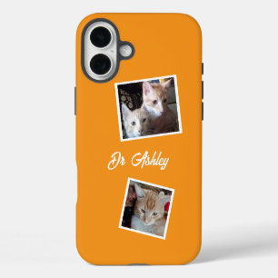 Katten 2 foto collage huisdieren naam oranje iPhone 16 plus hoesje