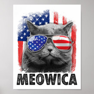 Katten 4 juli shirts Meowica Merica Mannen VS Amer Poster