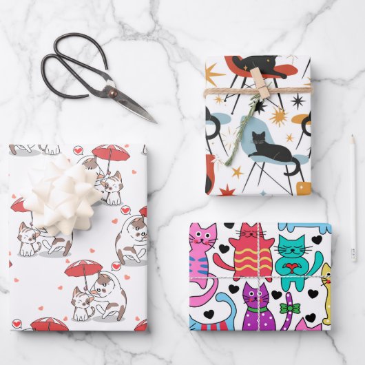 Katten aan het spelen inpakpapier vel (Voorkant)