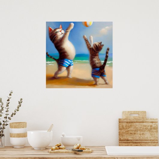 Katten aan het strand poster (Keuken)