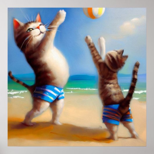 Katten aan het strand poster (Voorkant)