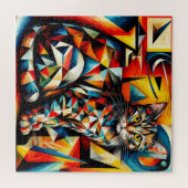 Katten Abstract Kubistische Schilderij Legpuzzel (Horizontaal)