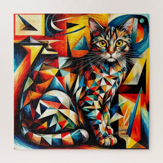 Katten Abstract Kubistische Schilderij Legpuzzel (Verticaal)