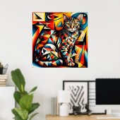 Katten Abstract Kubistische Schilderij Poster (Thuiskantoor)