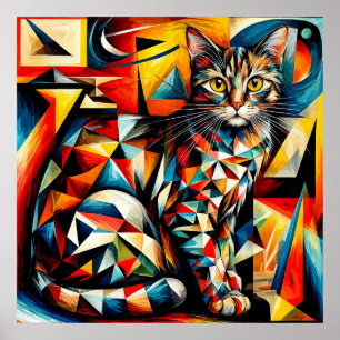 Katten Abstract Kubistische Schilderij Poster