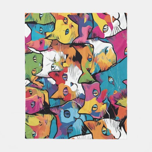 Katten Abstract Pop Art Design Fleece Deken (Voorkant)