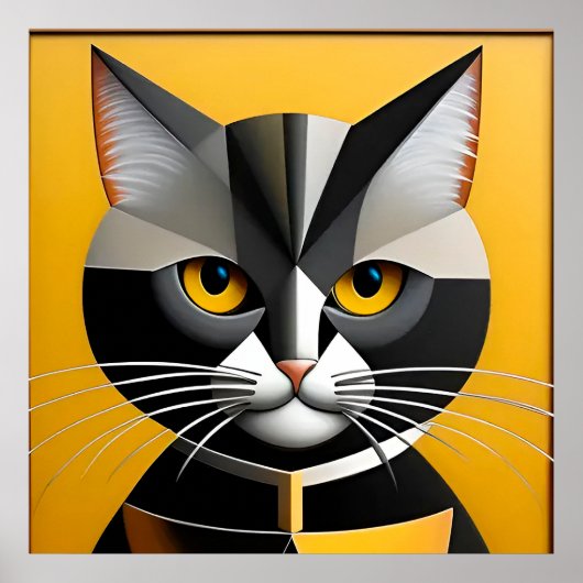 Katten Abstracte Geometrische Kunst Poster (Voorkant)