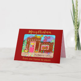 Katten & Adobe Gingerbread House Deluxe Kerstmis Feestdagen Kaart