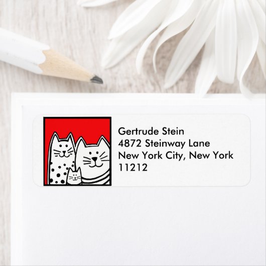 Katten adreslabel etiket (Insitu)