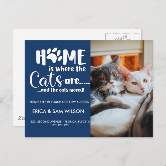 Katten Adreswijziging wij zijn verhuisd Aankondigingskaart (Voorkant / Achterkant)