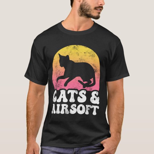 Katten & AirSoft  Retro Hobby T-shirt (Voorkant)