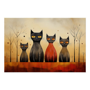 Katten alert, at-attentie, AI gegenereerd, Perfect Poster