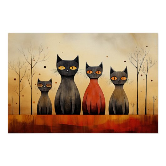 Katten alert, at-attentie, AI gegenereerd, Perfect Poster (Voorkant)