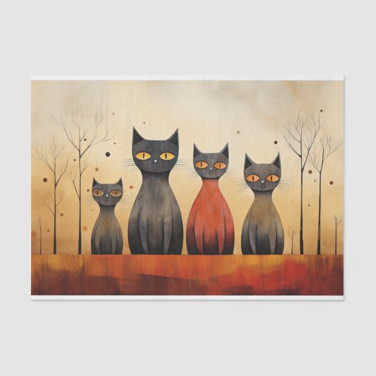 Katten alert, at-attentie, AI gegenereerd, Tissuepapier (Voorkant)