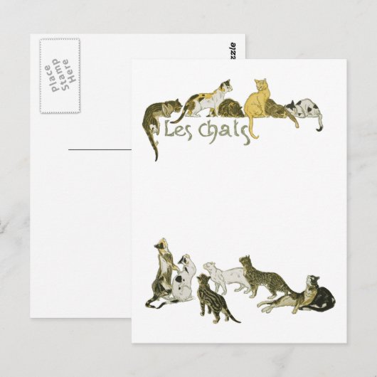 Katten, Alexandre Steinlen Briefkaart (Voorkant / Achterkant)