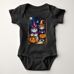 Katten als Heksen Mooie Halloween Romper