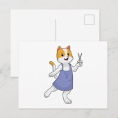 Katten als kapster met schaar briefkaart (Voorkant / Achterkant)