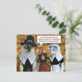 Katten als pelgrims met Turkije Thanksgiving Kaart (Staand voorkant)