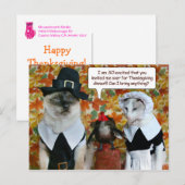 Katten als pelgrims met Turkije Thanksgiving Kaart (Voorkant / Achterkant)