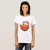 Katten als surfer met watermeloen t-shirt (Voorkant volledig)