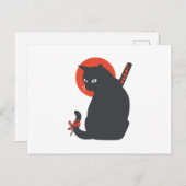 Katten als Warrior Samurai - Kies achtergrondkleur Briefkaart (Voorkant / Achterkant)