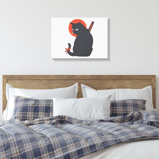 Katten als Warrior Samurai - Kies achtergrondkleur Canvas Afdruk (Insitu (Slaapkamer))