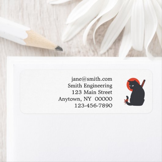 Katten als Warrior Samurai - Kies achtergrondkleur Etiket (Insitu)