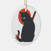 Katten als Warrior Samurai - Kies achtergrondkleur Keramisch Ornament (Rechts)