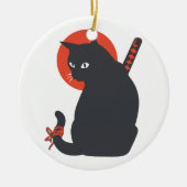 Katten als Warrior Samurai - Kies achtergrondkleur Keramisch Ornament (Voorkant)